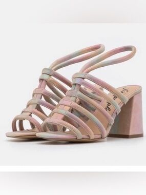 Free People Pastel Multi-Color Strappy Block Heel Sandals